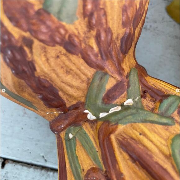 Vintage Halloween Jack O’Lantern Haystack Scarecrow Ceramic Light Cover REPAIRED - Picture 7 of 8